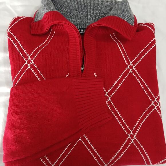 Pronti Collection by PHITA Men's 4XL Red Argyle 1/4-Zip Neck Big & Tall - Picture 1 of 15